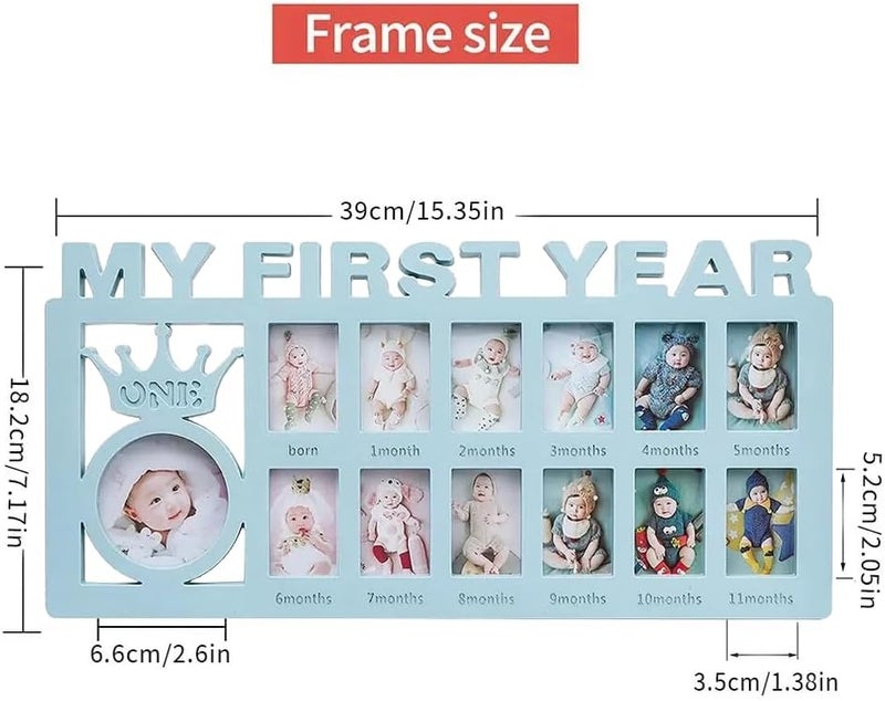 CCONYA Creative Baby Commemorate First 12 Months Picture Frame Kids Growing Memory Gift DIY Newborns First Year Souvenirs Photo Frame (blue) - Image 3